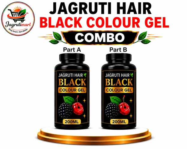 JAGRUTI NATURAL HAIR BLACK COLOUR GEL COMBO  (200ML)